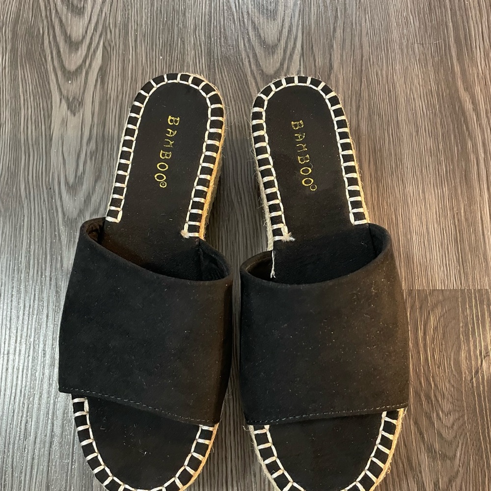 BAMBOO Black Espadrille Platform Sandals - Picture 5 of 6
